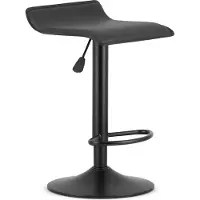 Leobert Barkruk FORT - Zwart Kunstleer, Mat Zwarte Basis, Modern Design, Hoogte Verstelbaar, 360° Draaibaar, Max. 120 kg