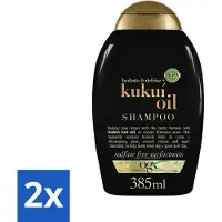 OGX 2 x - Kukui Oil - Shampoo - Hydraterend - Anti-Pluis - 385 ml - Anti-frizz Shampoo - Kukui Oil Shampoo - Hydrating Shampoo - Anti-frizz - Pluis Controle