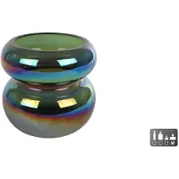 VAN MANEN Windlicht Erik metallic groen glas 9x9cm