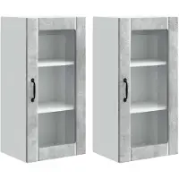 vidaXL Wandglas Kasten PORTO 2 pcs Beton Grijs Bewerkt hout