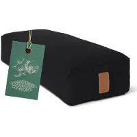 #DoYourYoga - Hoekig Yoga bolster - »Paravati« - Meditatiekussen met bio-organische boekweit schalen vulling - L67 cm & diam.13 cm - zwart
