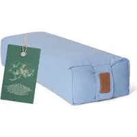 #DoYourYoga - Hoekig Yoga bolster - »Paravati« - Meditatiekussen met bio-organische boekweit schalen vulling - L67 cm & diam.13 cm - lichtblauw