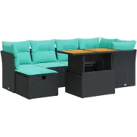 vidaXL 7-delige Loungeset met kussens poly rattan acacia bruin