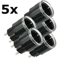 Shelly 5x Plug S Gen3 matter zwart-bundel - kleine, slimme stekker met Bluetooth-verbinding en vermogensmeting / Ondersteunt tot 12 A, 2500 W