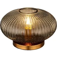 Globo Lighting Tafellamp rookglas retro bedlamp Tafellamp woonkamer, metaal messing, 1x E27, DxH 30 x20 cm
