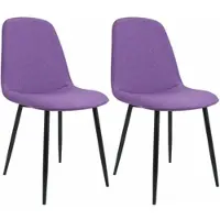 CLP Maryam Set van 2 eetkamerstoelen - klassiek - met rugleuning - zwart metalen frame - belastbaar tot 150 kg - Stof/purper