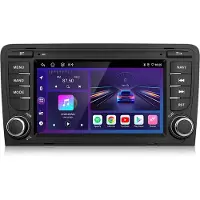 Junsun Android 15 Autoradio Geschikt Voor Audi A3 8P (2003-2013) Accessoires, 1GB+32GB, Draadloze CarPlay, DAB+, GPS-Navigatie, Bluetooth, 7-inch Touchscreen, DSP, Quad-core processor