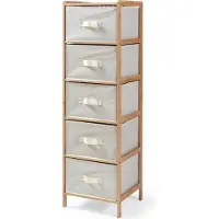En.casa Ladekast Maldon met stoffen lades 122x37x35 cm naturel en beige []
