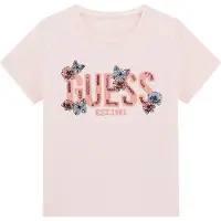 GUESS T-shirt met labelstiksel en pailletten