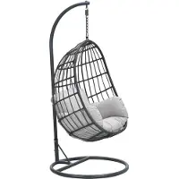 Garden Impressions Fargo wicker hangstoel eivorm carbon black earl grijs