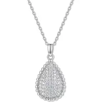 New Bling 9NB-1695 – Zilveren zwarte druppel ketting – Met zirkonia – Zilverkleurig – 925 zilver – 40+5 cm