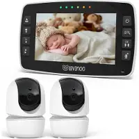 Lovinoo Babyfoon met 2 Camera's - Baby Monitor - Op Afstand Bestuurbaar - Babyphone - Temperatuursensor - Uitbreidbaar Tot 4 Camera's - Terugspreekfunctie - Zonder Wifi en App - 4.3 Inch HD Scherm