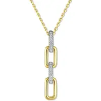 New Bling 9NB-1666 – Zilveren ketting met hanger - Schakel – Met zirkonia – Goudkleurig – 925 zilver – 40+5 cm