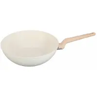 Oliver Voltz - Wokpan - Diameter Ø 30 cm - Beige/Creme - Marmeren Coating - Geschikt voor alle Warmtebronnen - Inductie - Gas - Elektrisch - Keramisch