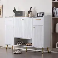STILVORA Schoenenkast - Schoenenrek Met 2 Laden En 4 Deuren - Modern Strak Design Voor Gang Of Hal - 130x37x100 cm - Spaanplaat - Wit