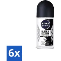 Nivea Men – Deodorant Roller – Invisible for Black & White – 50 ml - Voordeelverpakking - 6 stuks