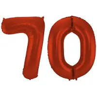 Folat Verjaardag Leeftijd folieballon - 70 jaar - rood - 86 cm - cijferballon groot
