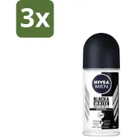 Nivea Men – Deodorant Roller – Invisible for Black & White – 50 ml - Bulkverpakking - 3 stuks