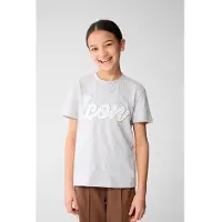 Shoeby T-shirt grijs Meisjes Katoen Ronde hals Tekst - maat 110/116
