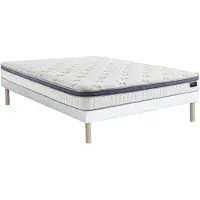 Vente-unique Set 160 x 200 cm gestoffeerde bedbodem + hybride matras 7-zone pocketvering en traagschuim dikte 25 cm - MALAO van PALACIO