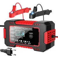 Eafc Automatische Acculader 12V 6A - slimme reparatiefunctie - LCD-display - voor auto's - vrachtwagens - motoren - boten AGM