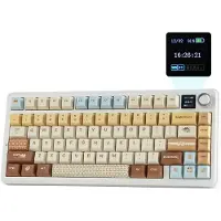 EPOMAKER x AULA F75 MAX - Bruin / Karamel - Mechanisch Draadloos Toetsenbord - RGB - 75% - QWERTY - Gaming Keyboard - Leobog Reaper Switch