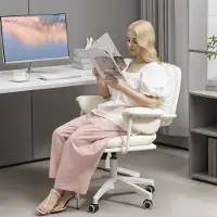 OKWISH Bureaustoel 65 X 64 X 88 98 Cm - Kantelfunctie, In Hoogte Verstelbaar En Draaibaar - Met Armleuningen - Kunstleer - Wit