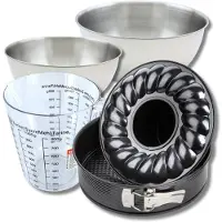 Zenker Bakkersset met springvorm en savarinvorm 26 cm, 2 mengkommen, maatbeker en spatel