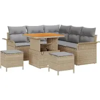 vidaXL Tuinbank Set 8 st 7-Aantal zitplaatsen Beige en Lichtgrijs