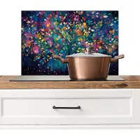 KitchenYeah Spatscherm keuken 60x40 cm - Kookplaat achterwand Kleurrijk - Boom - Magisch - Abstract - Muurbeschermer - Spatwand fornuis - Hoogwaardig aluminium