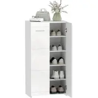 HOMCOM Schoenenkast-Spaanplaat-55L x 36B x 108H cm-Hoogglans wit