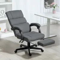 STILVORA Bureaustoel 68,5 x 56 x 105 115 cm - Verstelbare Rugleuning Met Voetensteun - Draaibaar En Verrijdbaar - Metaal - Donkergrijs