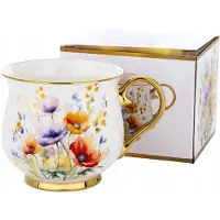 Luxe Porseleinen Mok Flower 450ml - Bone China