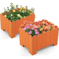 KOMFOTTEU 2 Stuks Bloempotset, vierkante plantenpotten van HDPE, plantenpotten met drainage, plantenbak, weerbestendig, plantenbakken voor groenten, bloemen, kruiden, 45 x 32 x 30 cm