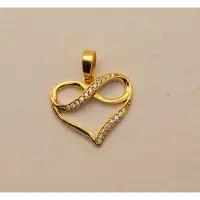 925 Sterling zilveren hart hanger, cz gesimuleerde diamanten verguld met 1 Mircron 18k geel goud - goud hartje hangertje - liefdes hart hanger - hangertje voor geliefde van een goud hart
