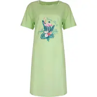 Temptation TPNGD1305B: Dames Nachthemd - Big Shirt – Slaapkleedje - Korte Mouwen - 100% Gekamde Katoen – Pastel Groen - Maat XL