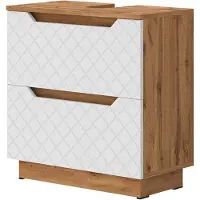 Vicco Lotta Wastafelonderkast – 59.8 x 62.5 cm met 2 laden Eiken/wit met tegelstructuur