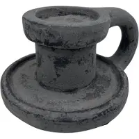 Brynxz Nostalgische kandelaar met handvat / oor 23 x 11 cm aardewerk grijs antraciet |