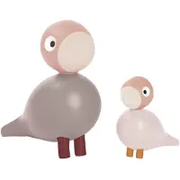 Kay Bojesen Denmark Birds Liv & Lykke moeder & kind set van 2 H11cm + 6cm soft pink