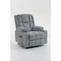 Merax 8205 Elektrische Sta-op Fauteuil Met Massage En Warmte - Verstelbare Rugleuning En Voetsteun - Afstandsbediening - 2 Zijvakken En Bekerhouders - Lichtgrijs - 91 x 84 x 106 cm