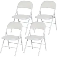 Merax Klapstoelen Set van 4 – Wit Kunstleer – Opvouwbare Stoelen met Stalen Frame – Inklapbare Stoelen voor Eettafel - Kantoor - Ontvangst & Wachtkamer