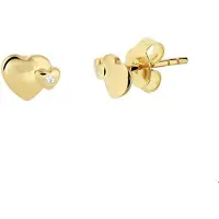 The Jewelry Collection Geelgouden Oorknoppen hartjes en zirkonia 4021027