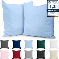 Dreamzie Kussensloop 80x80 Katoen Renforcé (set van 2) - Lichtblauw - Dichtgeweven met 57 draden/cm² - Kussensloop 80x80 cm - Oeko Tex Gecertificeerd -