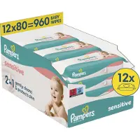 Pampers Sensitive Babydoekjes - 12 Verpakkingen Van 80 Doekjes = 960 Billendoekjes