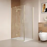 Saniclear Pure douchecabine 120x80cm geborsteld messing - mat goud
