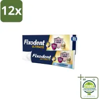 Fixodent Kleefpasta Ultimate Fresh 40 gr - Voordeelverpakking - 12 stuks - Kleefpasta kunstgebit - Fixatie kunstgebit