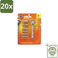 Gillette 20 x - Fusion5 – Houder + 6 Mesjes - Grootverpakking - Scheermes - Scheersysteem - Glad Scheeren - Comfortabel Scheren - Huidbescherming