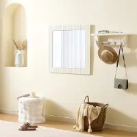 OKWISH Wandspiegel Tijdloos – 80 X 80 Cm – MDF – Wit – Voor Hal Slaapkamer Woonkamer – Heldere Spiegelweergave