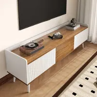 OKWISH Tv-Meubel - 3 Deuren Met Veel Opbergruimte - Woonkamer - MDF Spaanplaat Wit Naturel - 160x39x49,5 Cm