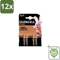 Duracell – Alkaline Batterijen AAA – Plus – 4-pack - Voordeelverpakking - 12 stuks - AAA batterijen - Alkaline batterijen